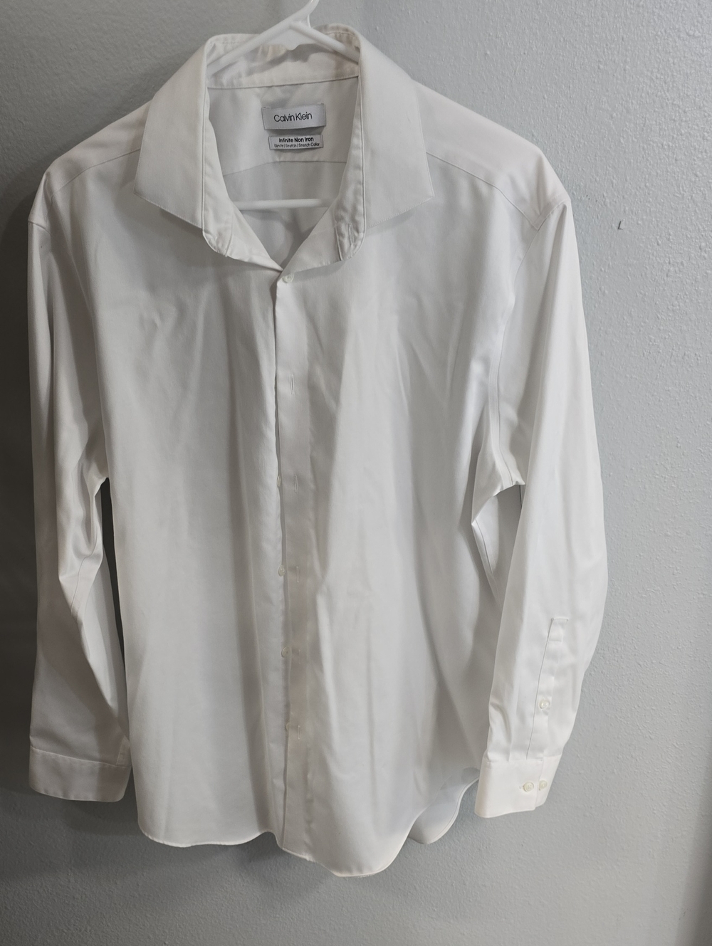 Calvin Klein White Long-Sleeve Dress Shirt - Spread Collar